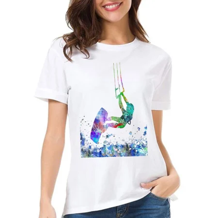 Kitesurfing Watercolor Kiteboarding Women's T-Shirt