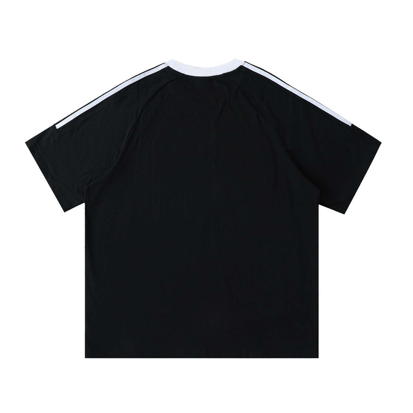 Contrast Tape Crewneck Cotton T-Shirt - Image 2