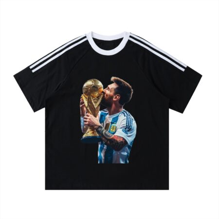 Contrast Tape Crewneck Cotton T-Shirt